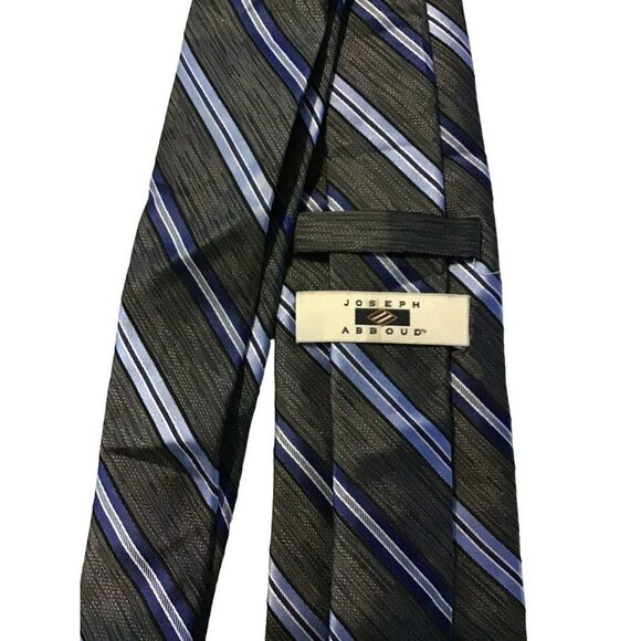 5/$10 Joseph Abboud Long Silk Tie Black Blue Stripes - Picture 3 of 4